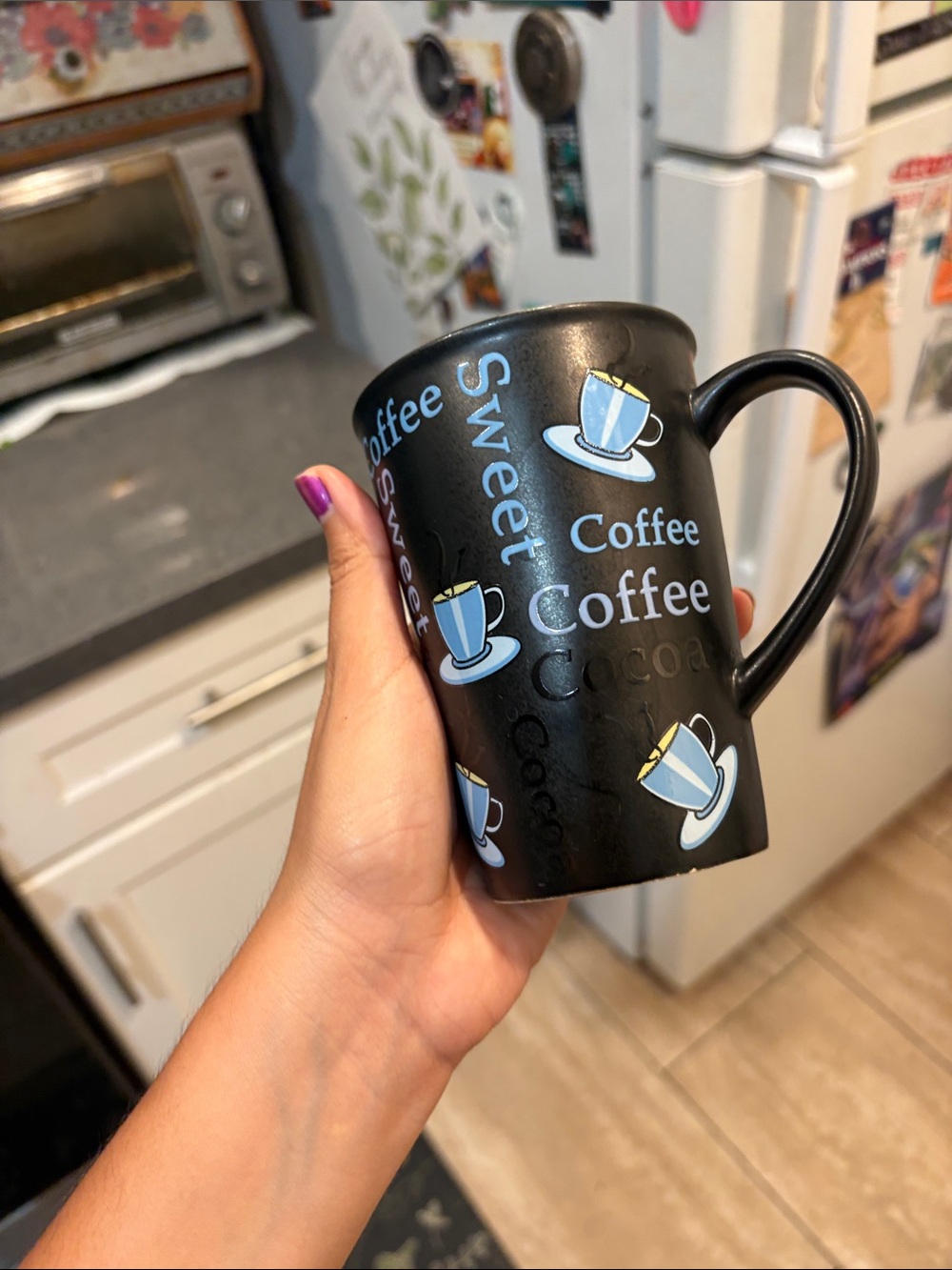 Black Coffee Mug with Blue Cup Design - Home Kitchen